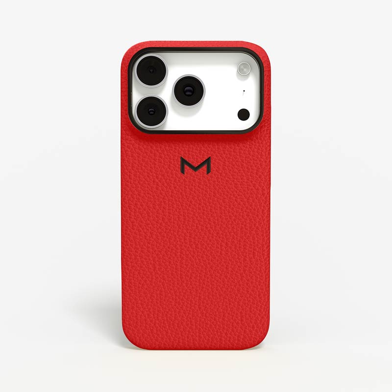 Luxury Classic Case for iPhone 18 Pro Max in Calf color Red Jewelry IP Black front view