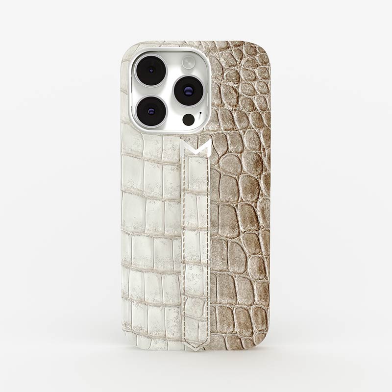 Personnalisation Finger Strap Case for iPhone 16 Pro in Crocodile Himalaya