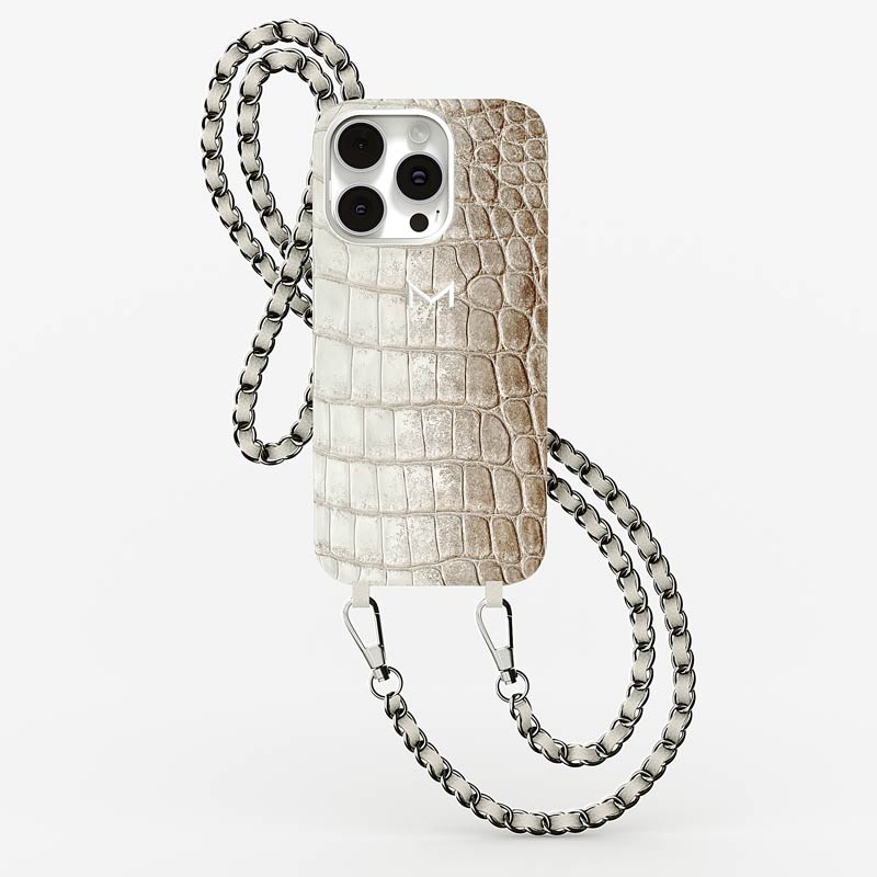 Personnalisation Necklace Case for iPhone 15 Pro in Crocodile Himalaya